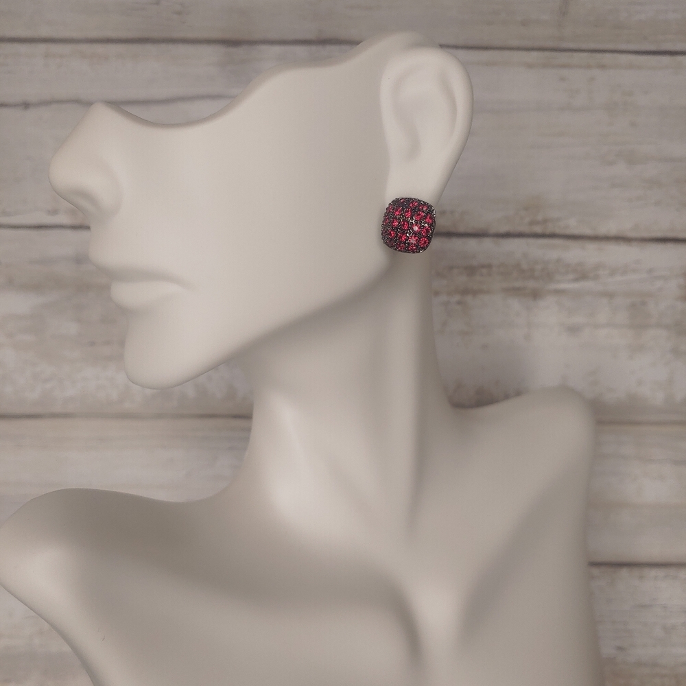 Red Rhinestone Studded Earrings